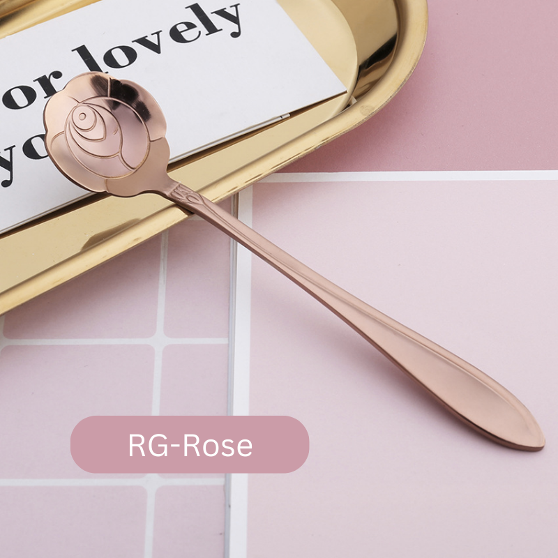 ๐ธ๐ฌ Stainless Steel Flower Spoon Short Handle Home Dessert Stirring Spoon Wedding Gift Cherry Blossom Design Titanium