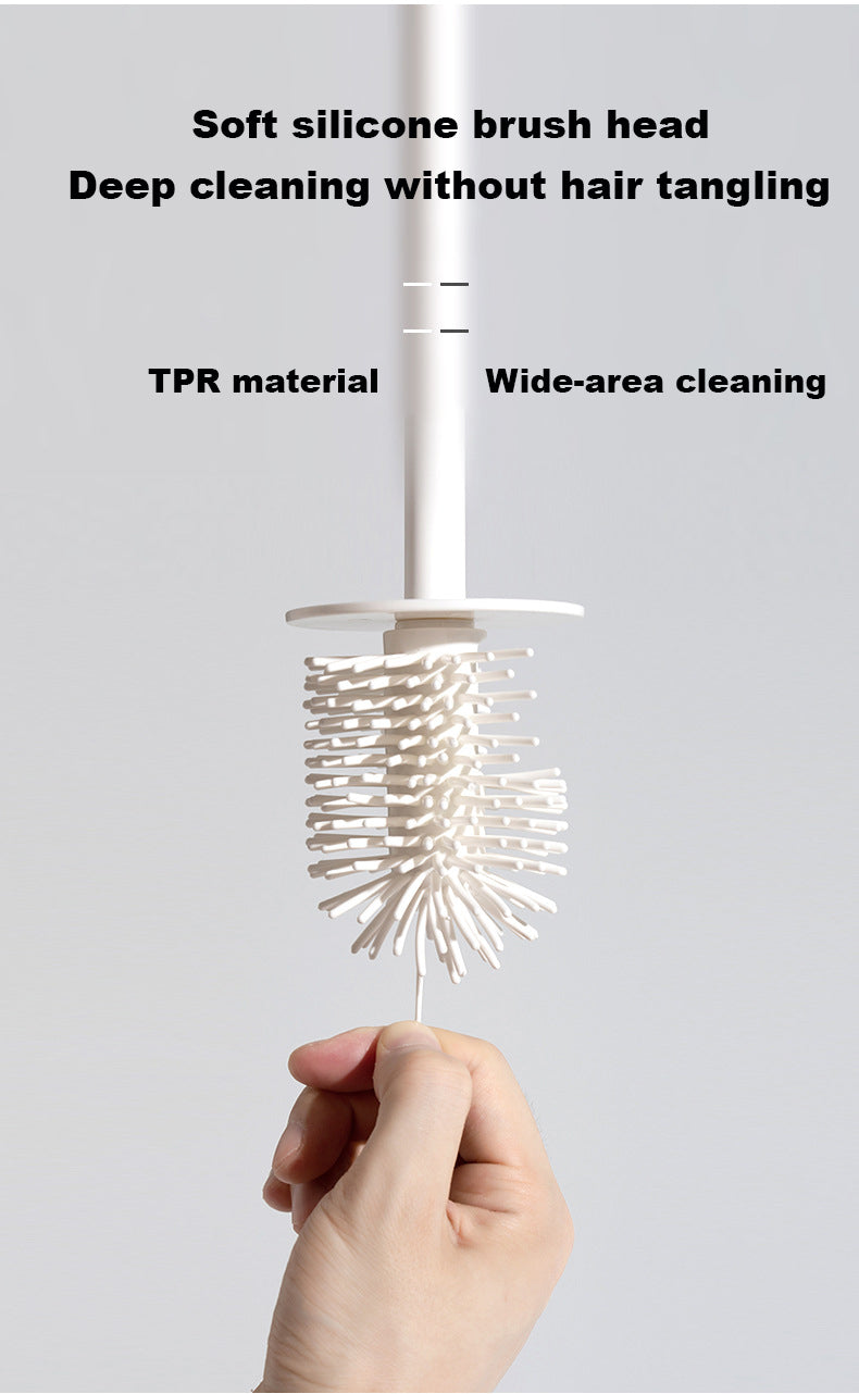 Bathroom No Drilling Free Punching Hanging Wall Mounted Silicone Toilet Brush Set