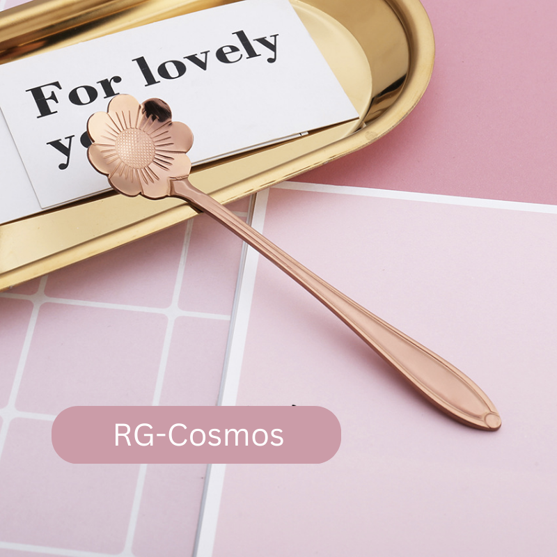 ๐ธ๐ฌ Stainless Steel Flower Spoon Short Handle Home Dessert Stirring Spoon Wedding Gift Cherry Blossom Design Titanium