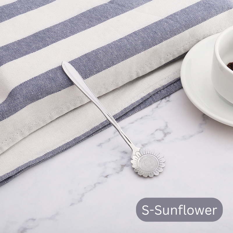 ๐ธ๐ฌ Stainless Steel Flower Spoon Short Handle Home Dessert Stirring Spoon Wedding Gift Cherry Blossom Design Titanium