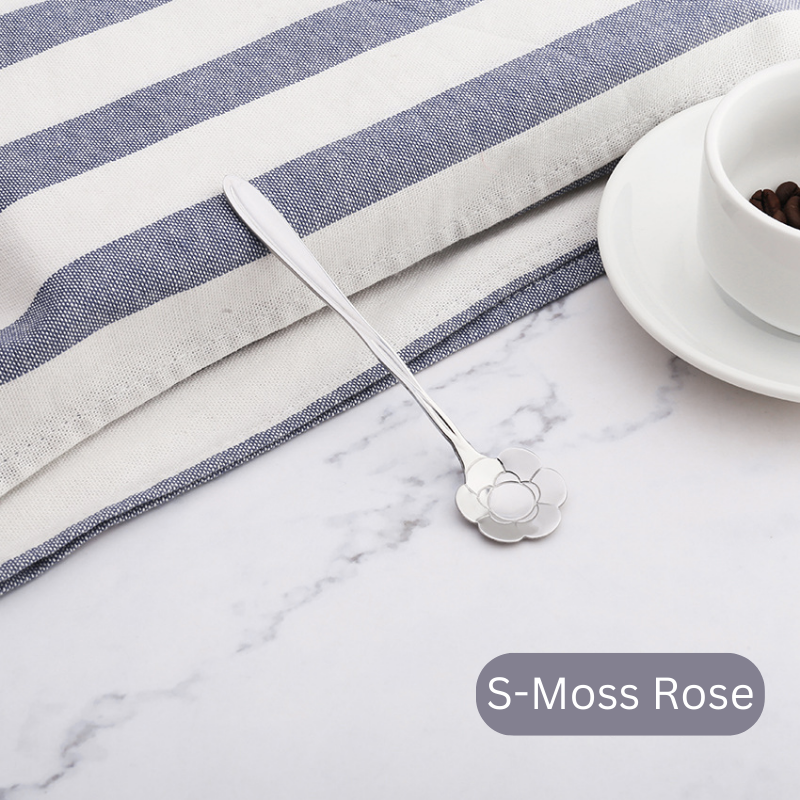 ๐ธ๐ฌ Stainless Steel Flower Spoon Short Handle Home Dessert Stirring Spoon Wedding Gift Cherry Blossom Design Titanium