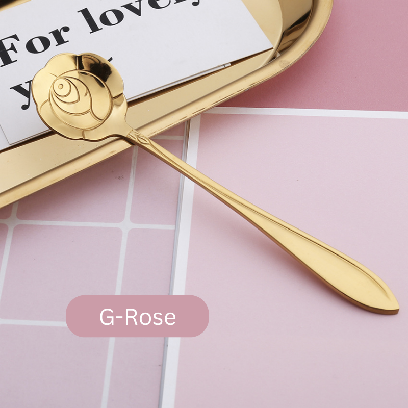 ๐ธ๐ฌ Stainless Steel Flower Spoon Short Handle Home Dessert Stirring Spoon Wedding Gift Cherry Blossom Design Titanium