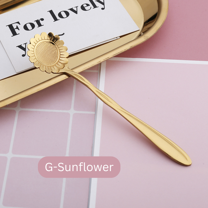 ๐ธ๐ฌ Stainless Steel Flower Spoon Short Handle Home Dessert Stirring Spoon Wedding Gift Cherry Blossom Design Titanium