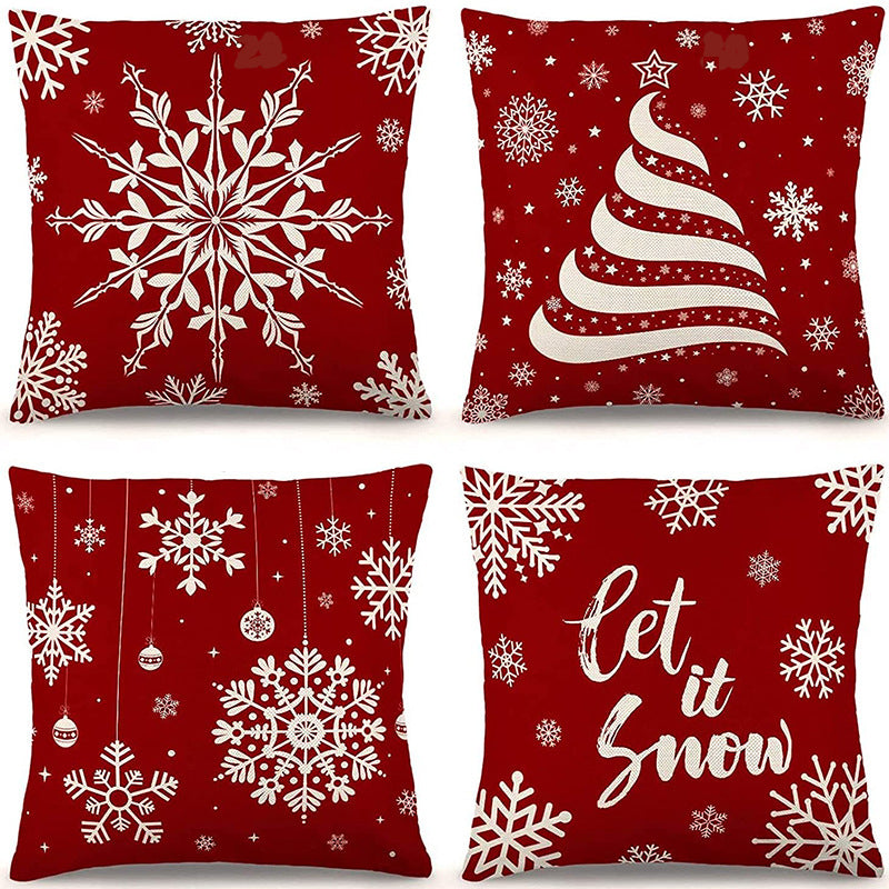 ๐ธ๐ฌ SG Seller Christmas Decoration Red Cushion Cover 45 x 45 cm Throw Pillow Sofa Pillow Cover Case Single Sided Print