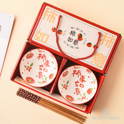 🇸🇬 Ready Stock Ceramic Bowl Chopsticks Gift Set Wedding Housewarming Corporate Gift Dining Tableware Soup Bowl CNY 2014