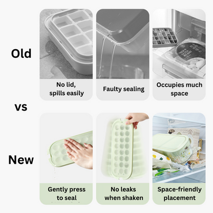 🇸🇬 Ready Stock Ice Cube Tray Mold Maker Household Square Ice Storage Press-and-Release Easy Release Silicone Ice Box