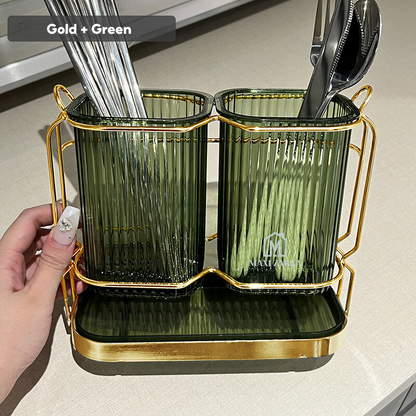 🇸🇬 Ready Stock Cutlery Organizer Utensils Holder Fork Spoon Knife Storage Drainer Chopsticks Tableware Household Kitchen