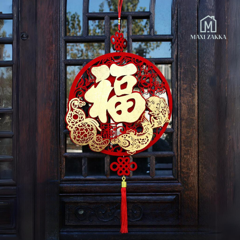 🇸🇬 Ready Stock DIY Chinese New Year Decoration Hanging Ornament Sticker CNY Spring Festival 3D Home Door Window FU