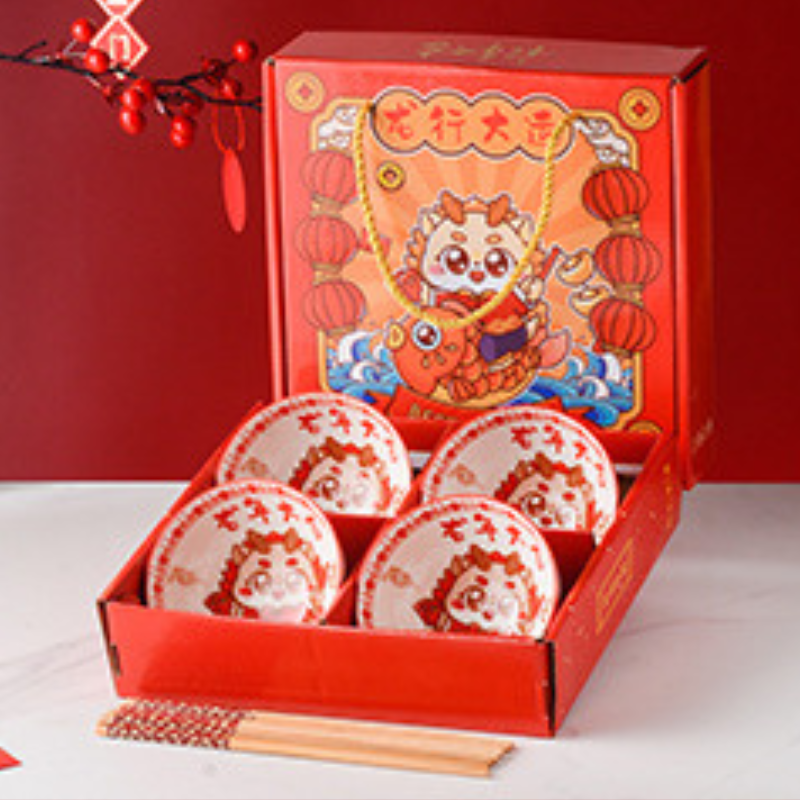 🇸🇬 Ready Stock Ceramic Bowl Chopsticks Gift Set Wedding Housewarming Corporate Gift Dining Tableware Soup Bowl CNY 2014