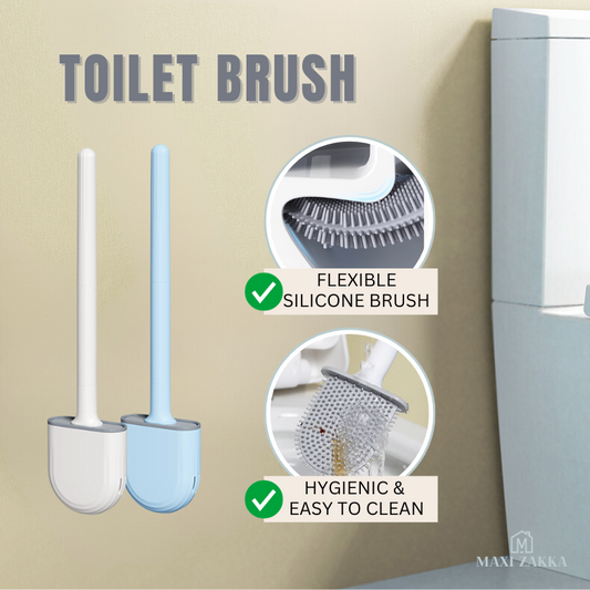 🇸🇬 Ready Stock Toilet Brush With Holder Wall Mounted Silicone Toilet Brush Cleaning Brush Cleaner Scrubber