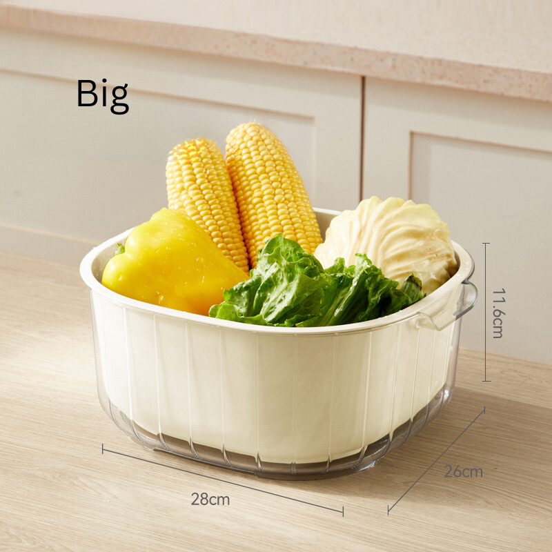 2-in-1 kitchen Strainer Detachable Colander & Bowl Set Save Space Fruits Vegetables Washing Colanders Stackable Set