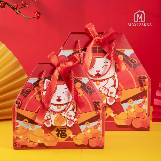 🇸🇬 Ready Stock CNY Paper Gift Bag Mandarin Orange Candy Lucky Bag Fortune Gift Bag Chinese New Year 2024 Red Carrier Bag