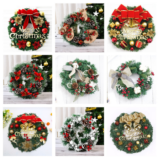 🇸🇬 Local Stock Christmas Wreath Decoration Door Hanging New Rattan Wreath 30cm 40cm Courtyard Hotel Shopping Mall