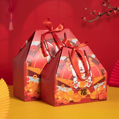 🇸🇬 Ready Stock CNY Paper Gift Bag Mandarin Orange Candy Lucky Bag Fortune Gift Bag Chinese New Year 2024 Red Carrier Bag