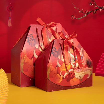 🇸🇬 Ready Stock CNY Paper Gift Bag Mandarin Orange Candy Lucky Bag Fortune Gift Bag Chinese New Year 2024 Red Carrier Bag