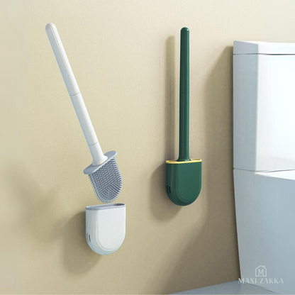 🇸🇬 Ready Stock Toilet Brush With Holder Wall Mounted Silicone Toilet Brush Cleaning Brush Cleaner Scrubber