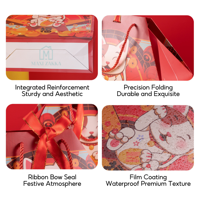 🇸🇬 Ready Stock CNY Paper Gift Bag Mandarin Orange Candy Lucky Bag Fortune Gift Bag Chinese New Year 2024 Red Carrier Bag