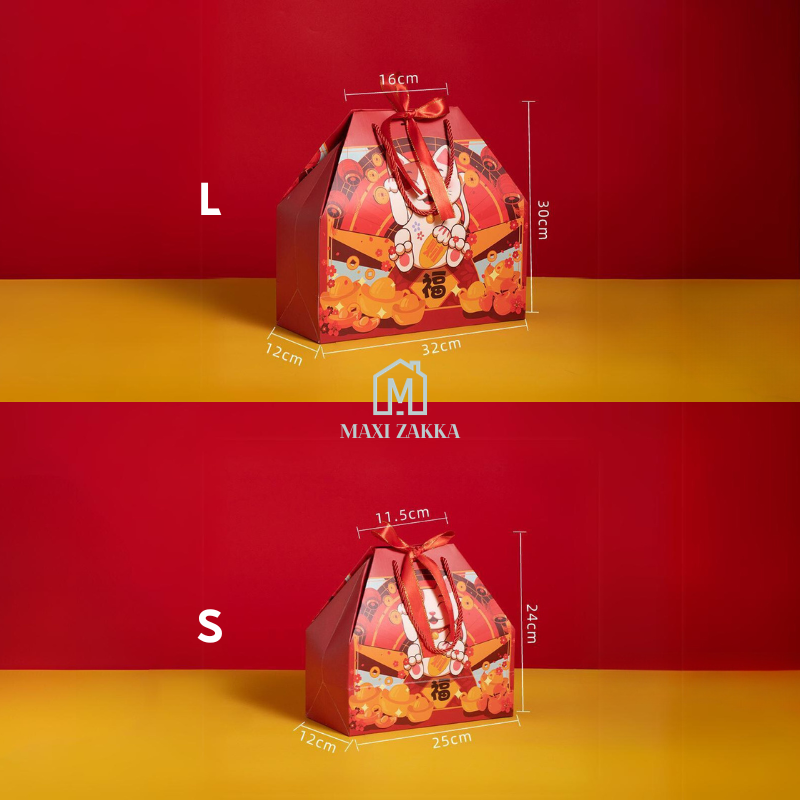 🇸🇬 Ready Stock CNY Paper Gift Bag Mandarin Orange Candy Lucky Bag Fortune Gift Bag Chinese New Year 2024 Red Carrier Bag