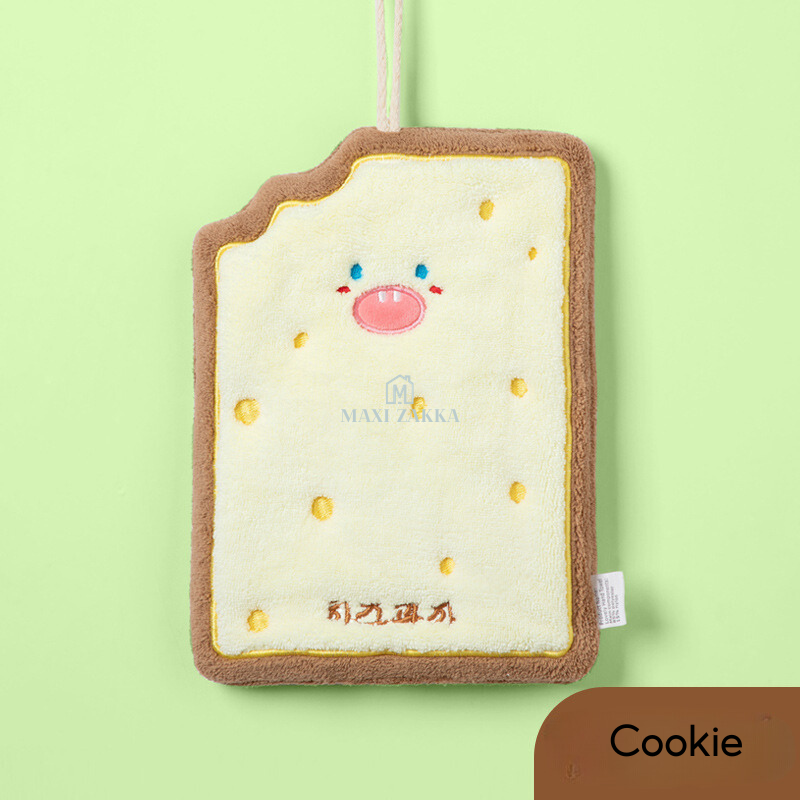 🇸🇬 Ready Stock Korean Cute Cartoon Hanging Hand Wiping Towel Kitchen Quick Drying 3 Layer Thickened Coral Velvet Towel