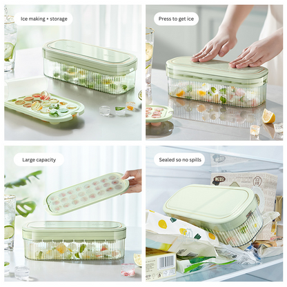 🇸🇬 Ready Stock Ice Cube Tray Mold Maker Household Square Ice Storage Press-and-Release Easy Release Silicone Ice Box