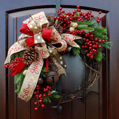 🇸🇬 Local Stock Christmas Wreath Decoration Door Hanging New Rattan Wreath 30cm 40cm Courtyard Hotel Shopping Mall