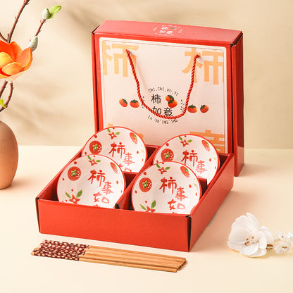 🇸🇬 Ready Stock Ceramic Bowl Chopsticks Gift Set Wedding Housewarming Corporate Gift Dining Tableware Soup Bowl CNY 2014