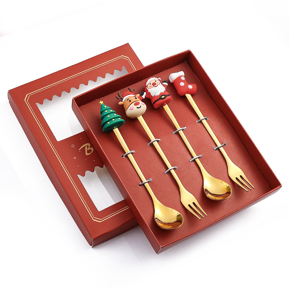 🇸🇬 Christmas Spoon Cutlery Set Dessert Coffee Spoon Fruit Fork Christmas Tree Small Spoon Gift Spoon