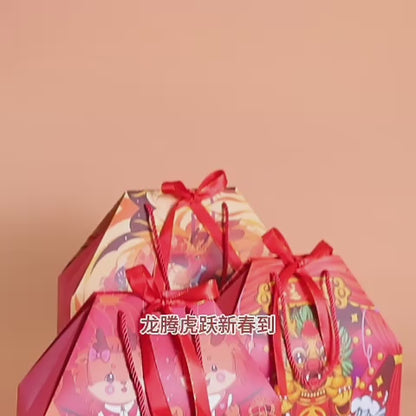 🇸🇬 Ready Stock CNY Paper Gift Bag Mandarin Orange Candy Lucky Bag Fortune Gift Bag Chinese New Year 2024 Red Carrier Bag