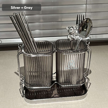 🇸🇬 Ready Stock Cutlery Organizer Utensils Holder Fork Spoon Knife Storage Drainer Chopsticks Tableware Household Kitchen