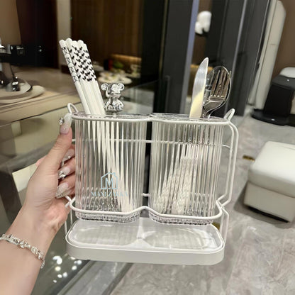 🇸🇬 Ready Stock Cutlery Organizer Utensils Holder Fork Spoon Knife Storage Drainer Chopsticks Tableware Household Kitchen