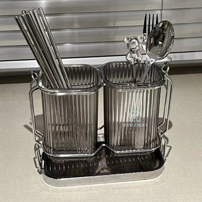 🇸🇬 Ready Stock Cutlery Organizer Utensils Holder Fork Spoon Knife Storage Drainer Chopsticks Tableware Household Kitchen