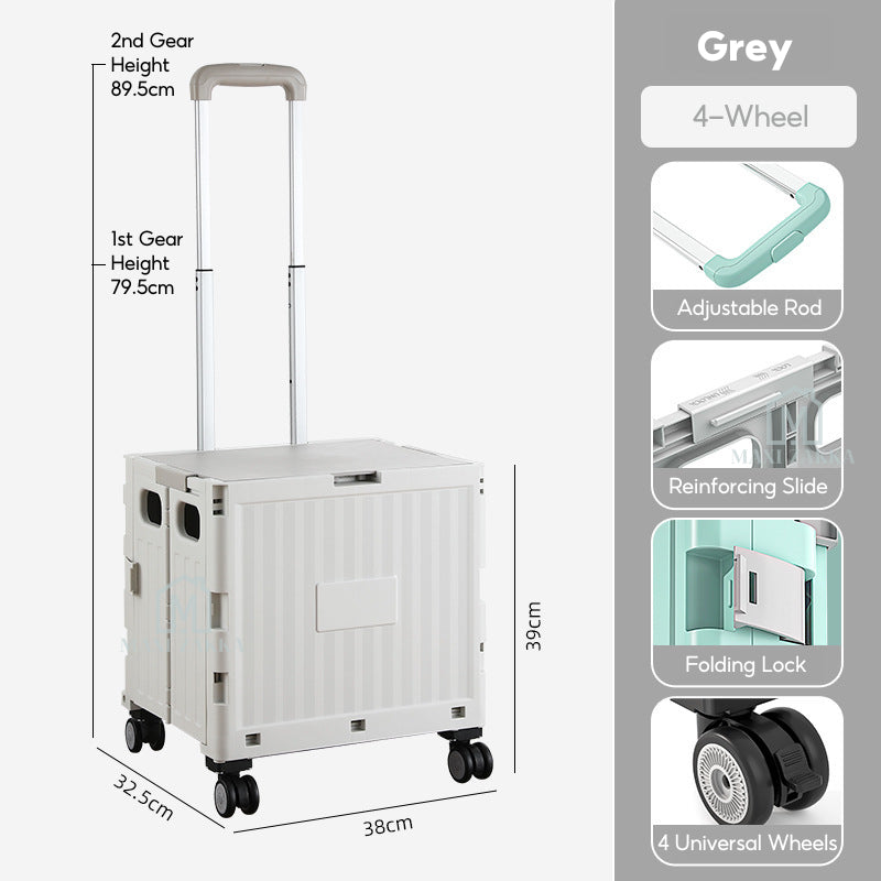 🇸🇬 Ready Stock Foldable Grocery Shopping Trolley Large Utility Cart Collapsible Large Capacity Stair Climb 360 Rotatable