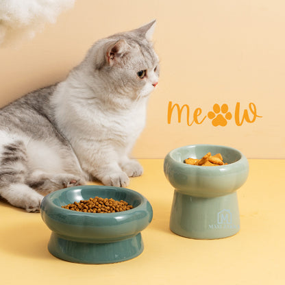 🇸🇬 Ready Stock Pet Bowl Ceramic Elevated Cat Bowl Dog Food Water Snack Bowl Cat Feeding Plate Spine Protection