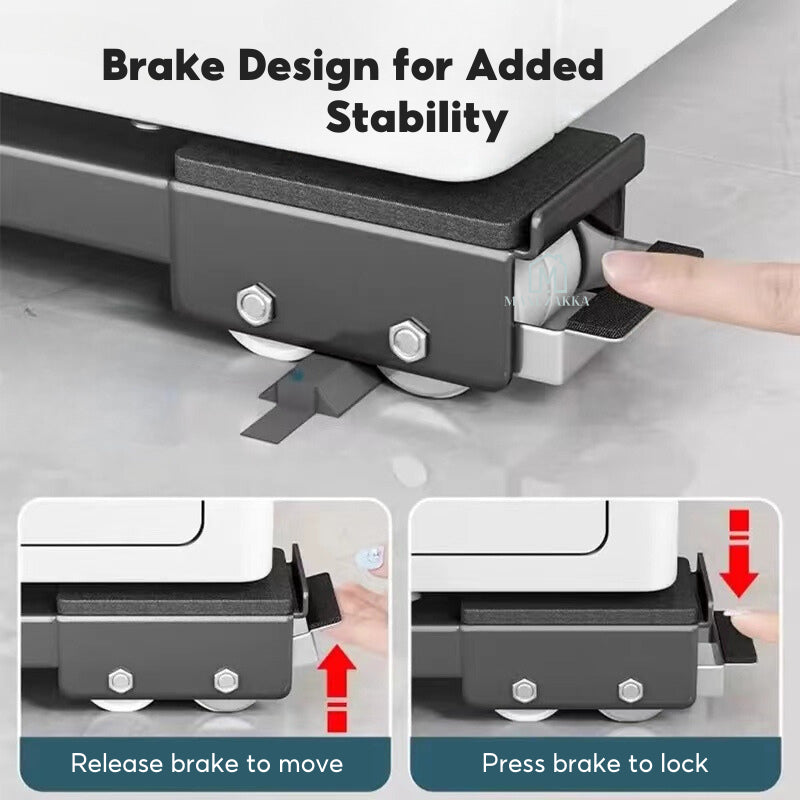 🇸🇬Ready Stock Washing Machine Base With Wheels Fridge Roller Base Refrigerator Stand Rack 360° Wheels