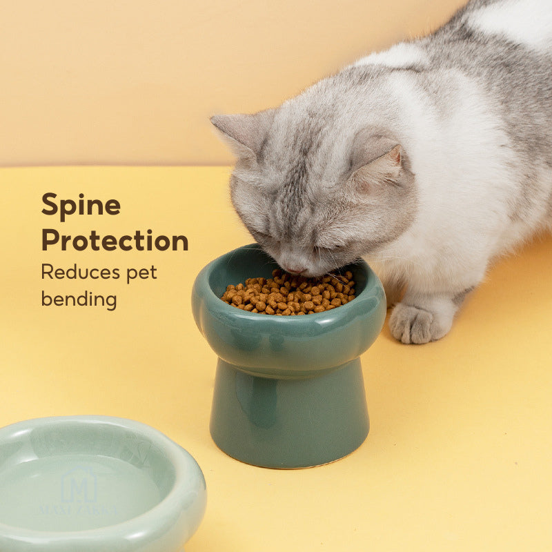 🇸🇬 Ready Stock Pet Bowl Ceramic Elevated Cat Bowl Dog Food Water Snack Bowl Cat Feeding Plate Spine Protection