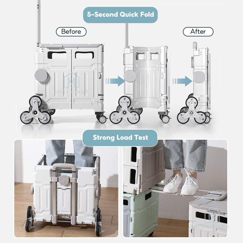 🇸🇬 Ready Stock Foldable Grocery Shopping Trolley Large Utility Cart Collapsible Large Capacity Stair Climb 360 Rotatable