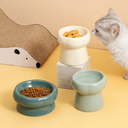 🇸🇬 Ready Stock Pet Bowl Ceramic Elevated Cat Bowl Dog Food Water Snack Bowl Cat Feeding Plate Spine Protection