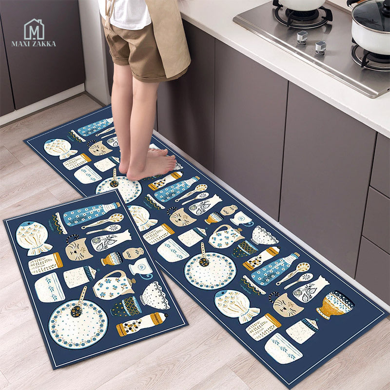 🇸🇬 Ready Stock Long Bathroom Kitchen Floor Mat Water Absorbent Scratch Proof Anti-Slip Non-slip Door Foot Pad Carpet