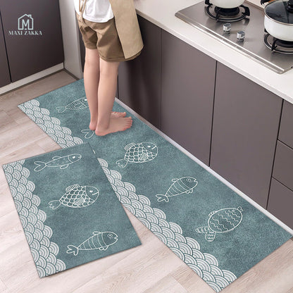 🇸🇬 Ready Stock Long Bathroom Kitchen Floor Mat Water Absorbent Scratch Proof Anti-Slip Non-slip Door Foot Pad Carpet