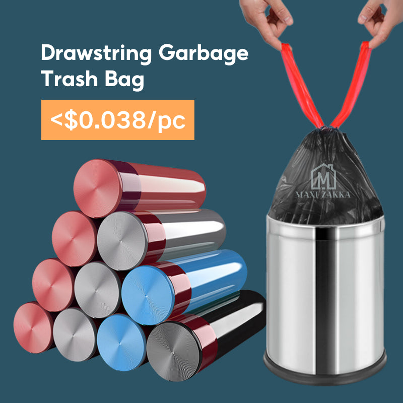 🇸🇬 Ready Stock Drawstring Garbage Bag Trash Bag Rubbish Bag Thick Disposable Plastic Bag Dustbin Waste Bin