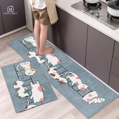 🇸🇬 Ready Stock Long Bathroom Kitchen Floor Mat Water Absorbent Scratch Proof Anti-Slip Non-slip Door Foot Pad Carpet