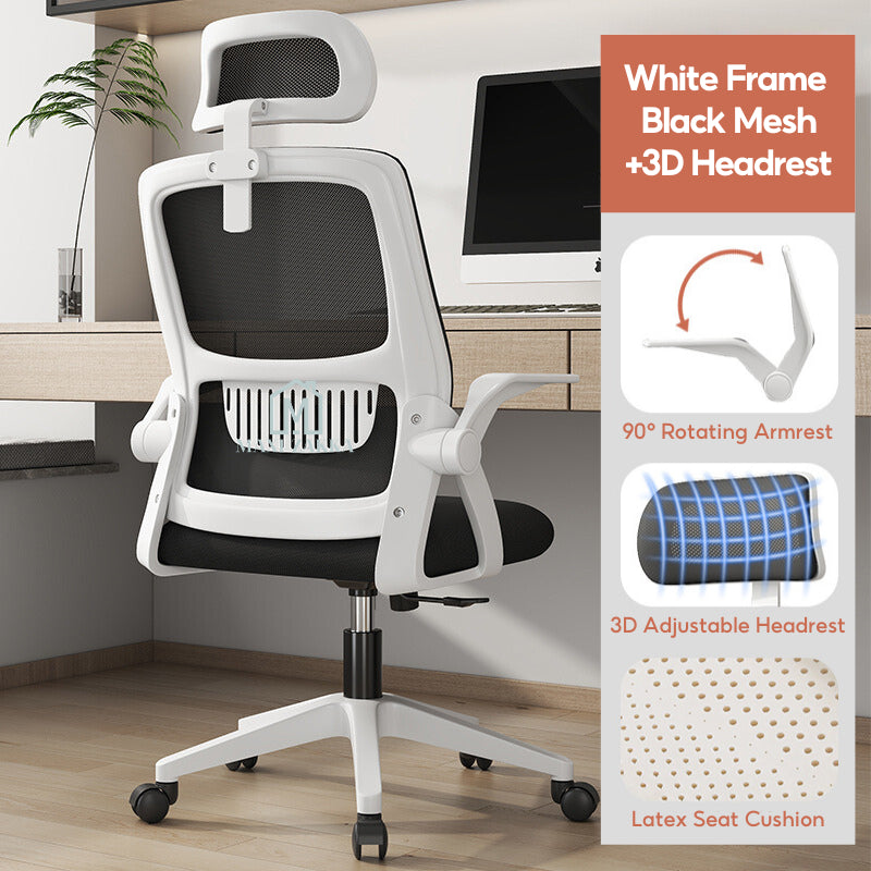 🇸🇬 Ready Stock Ergonomic Office Home Gaming Chair Armrest Headrest Mesh Lumbar Support Height Adjustable Comfortable