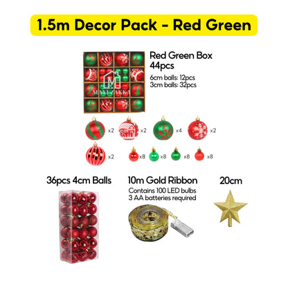 🇸🇬 Ready Stock Premium Artificial Holiday Christmas Tree Value Decor Pack 150cm/180cm/210cm Full Dense Led Light Ribbon