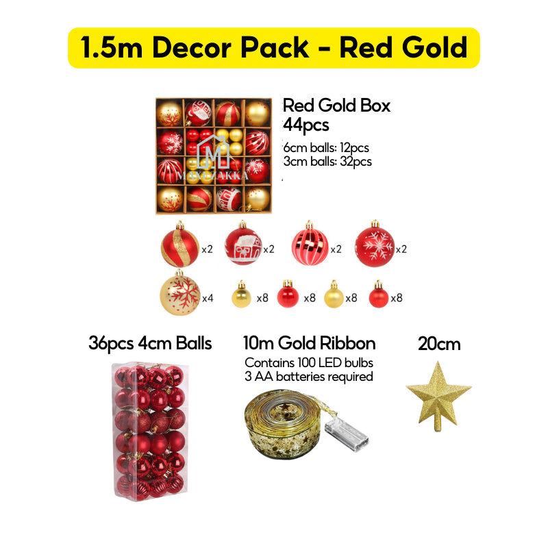 🇸🇬 Ready Stock Premium Artificial Holiday Christmas Tree Value Decor Pack 150cm/180cm/210cm Full Dense Led Light Ribbon