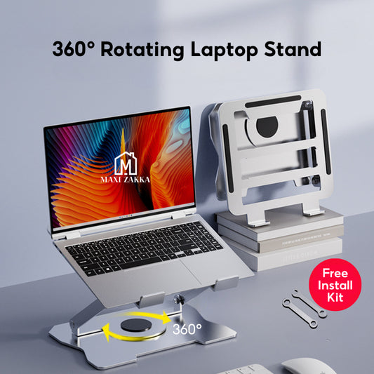 🇸🇬 Ready Stock Stepless Laptop Stand Ergonomic Notebook Tablet 360° Rotating Foldable Carbon Steel Adjustable Height