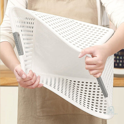 🇸🇬 Ready Stock Grey Handle Multipurpose Storage Basket Plastic Organiser for Snacks Toys Kitchen Bathroom Refrigerator