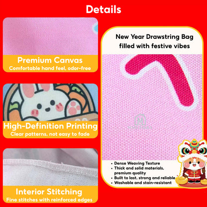 🇸🇬 Ready Stock CNY Canvas Drawstring Bag New Year Gift Pouch Ang Bao Storage Eco Friendly Orange Mandarin Bag