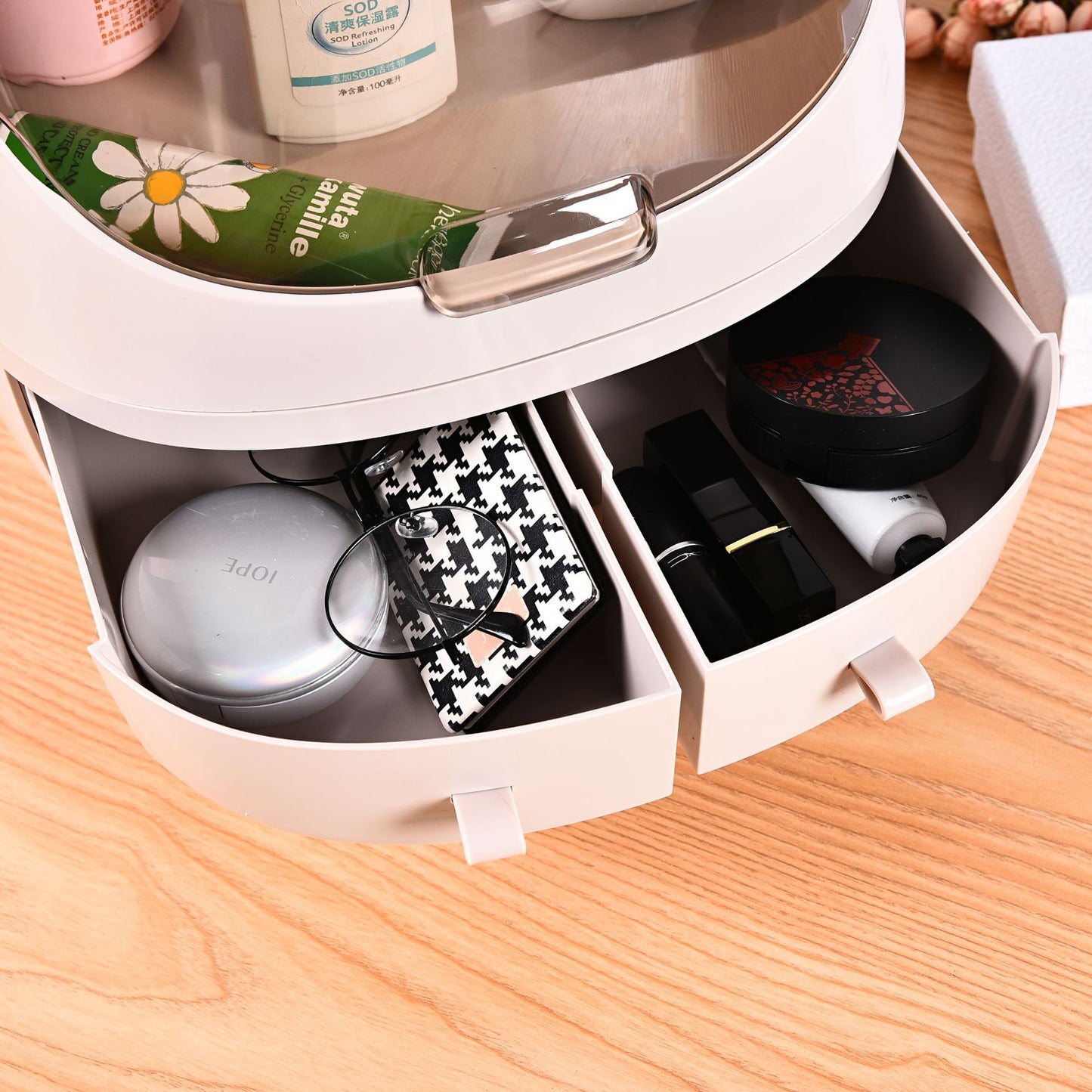 Plastic Table Makeup Bottles Organizer Cosmetic Storage Box Jewellery Jewelry Beauty Box