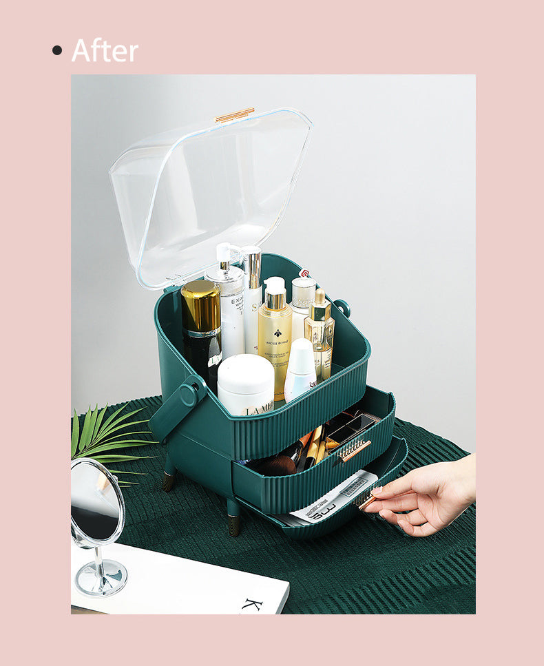 Plastic Table Makeup Bottles Organizer Cosmetic Storage Box Wave Surface Jewellery Jewelry Beauty Box