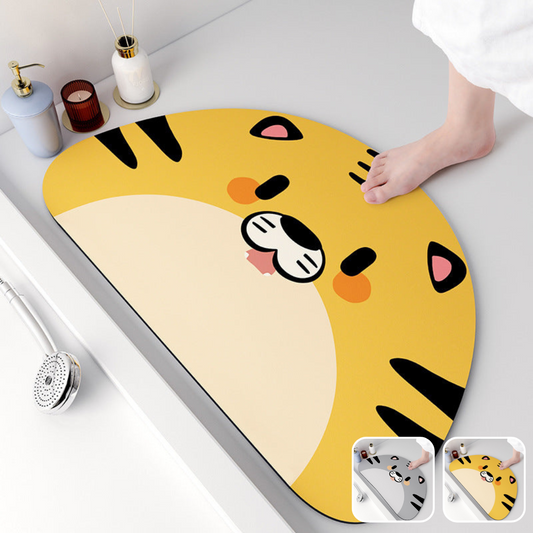 New Generation Absorbent Soft Anti-Slip Diatomite Floor Mat - Cute Tiger Designs